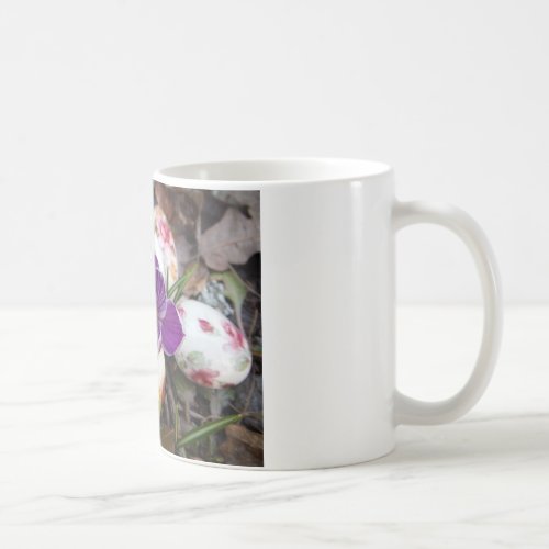 Purple Crocus and Floral Easter Eggs Coffee Mug