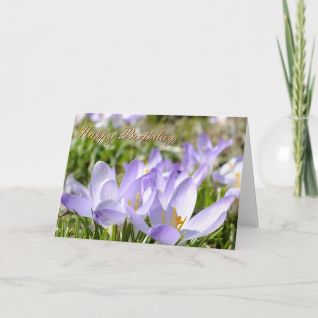 Purple Crocus - Birthday Card -Customize (Front)
