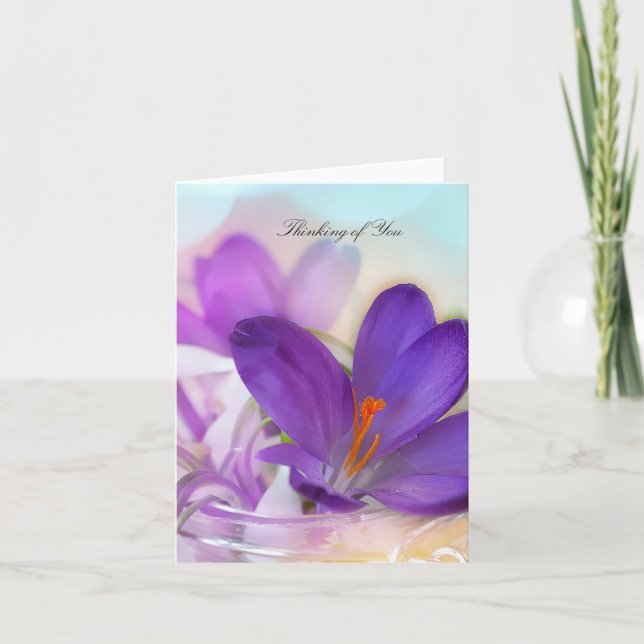 Purple Crocus Blank Note Card (Front)