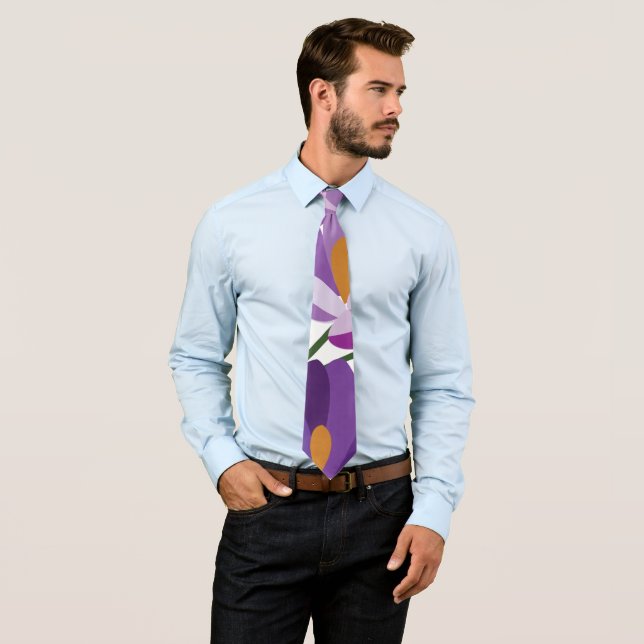 Purple Crocus Floral Neck Tie (In Situ)