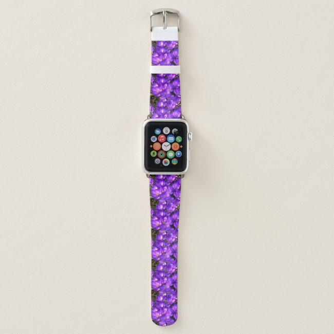 Purple Crocus Flower Pattern Apple Watch Band