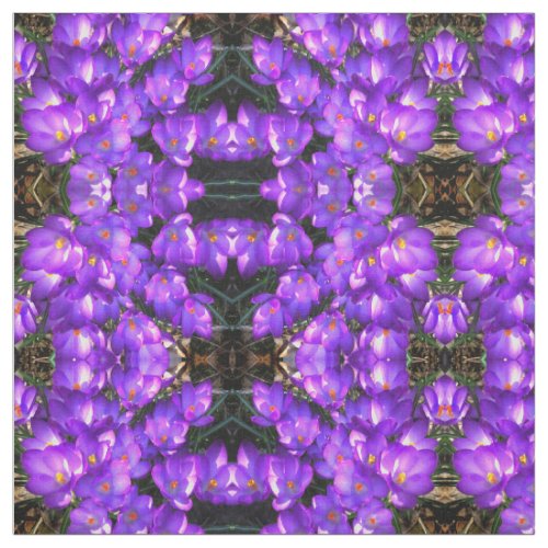 Purple Crocus Flower Pattern Fabric