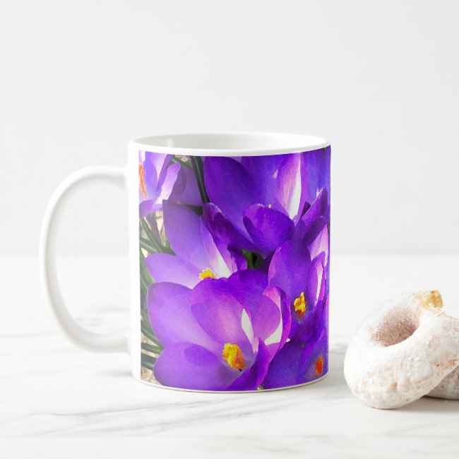 Purple Crocus Flower Pattern Mug