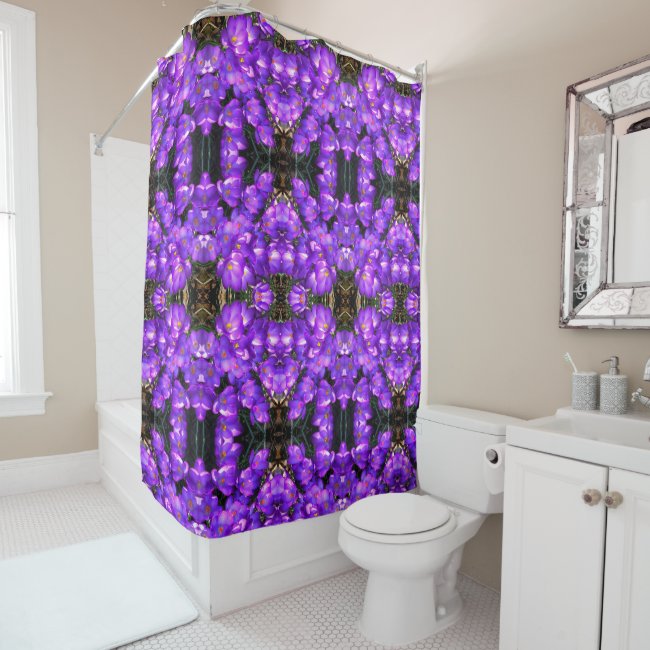 Purple Crocus Flower Pattern Shower Curtain