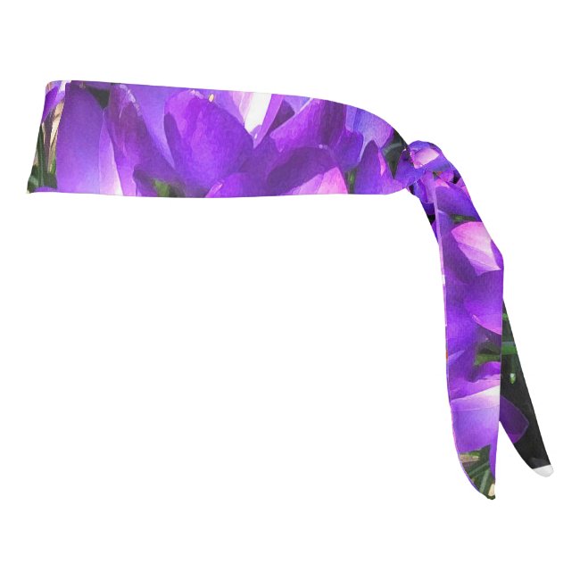 Purple Crocus Flower Pattern Tie Headband