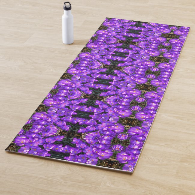 Purple Crocus Flower Pattern Yoga Mat