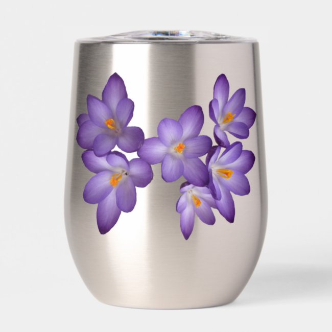 Purple Crocus Flower Thermal Stemless Wine Tumbler