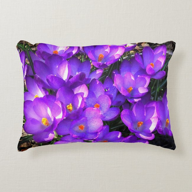Purple Crocus Flowers Accent Pillow