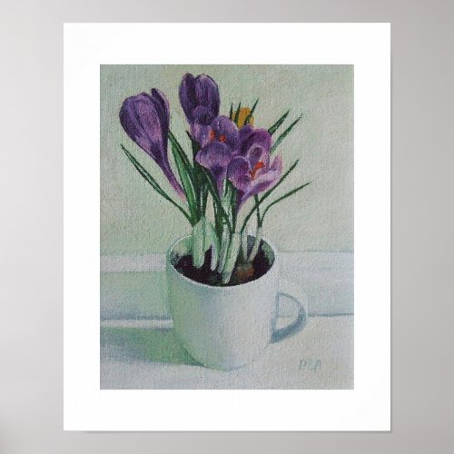 Purple crocus flowers art poster by PolaBAlex