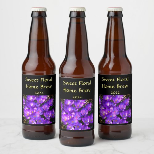Purple Crocus Flowers Beer Label