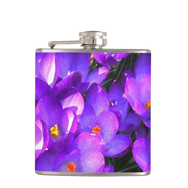 Purple Crocus Flowers Flask