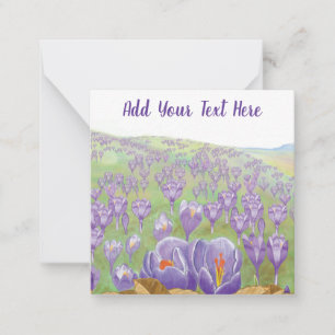 Purple Crocus Flowers on Spring Hill Customizable Note Card