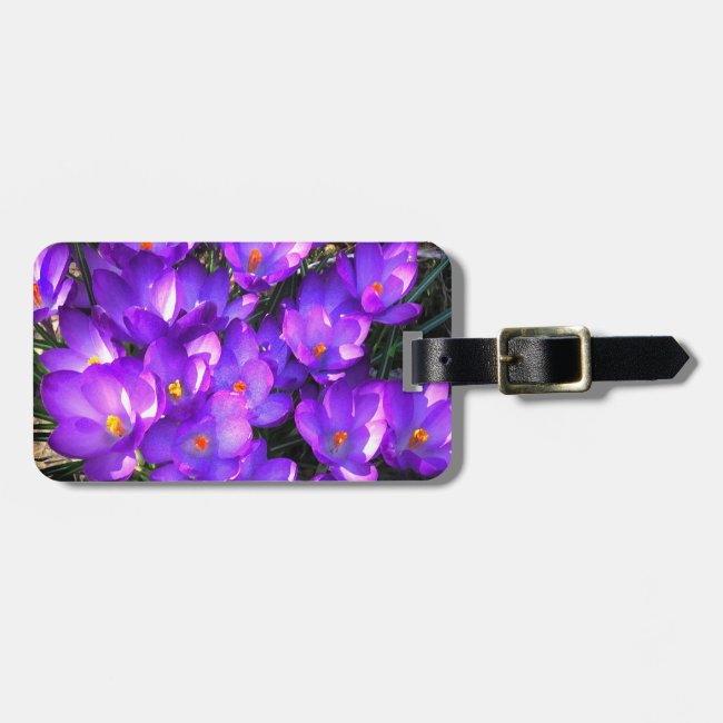 Purple Crocus Flowers Pattern Luggage Tag