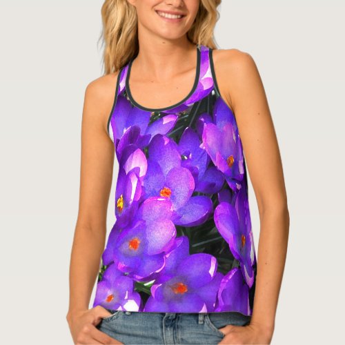 Purple Crocus Flowers Pattern Tank Top