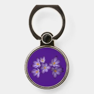 Purple Crocus Flowers Phone Ring Holder