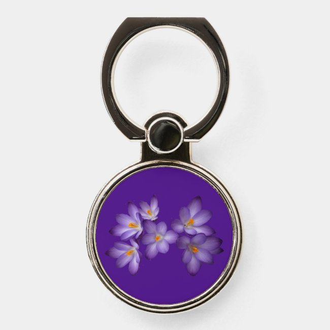 Purple Crocus Flowers Phone Ring Holder