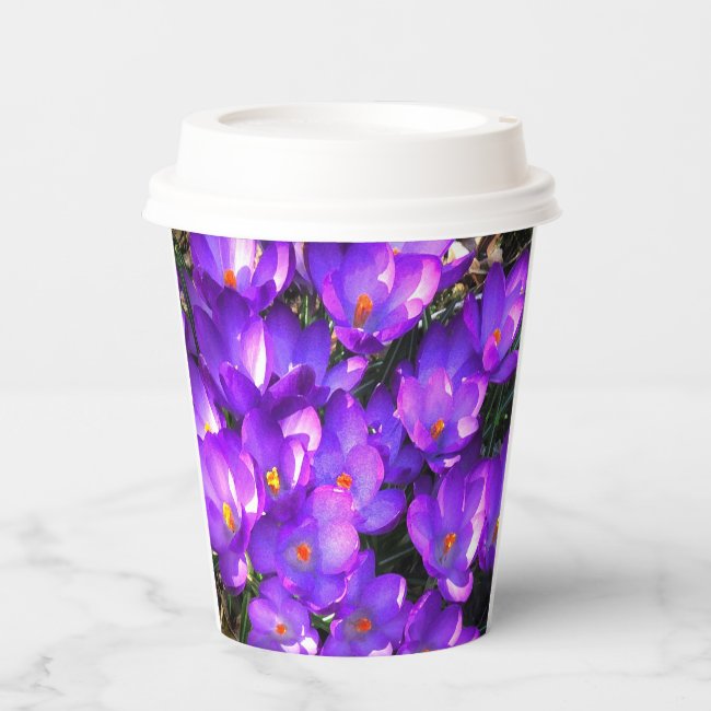 Purple Crocus Flowers Set of Paper Cups