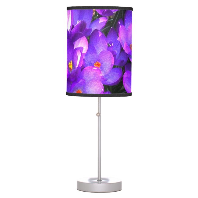 Purple Crocus Flowers Table Lamp