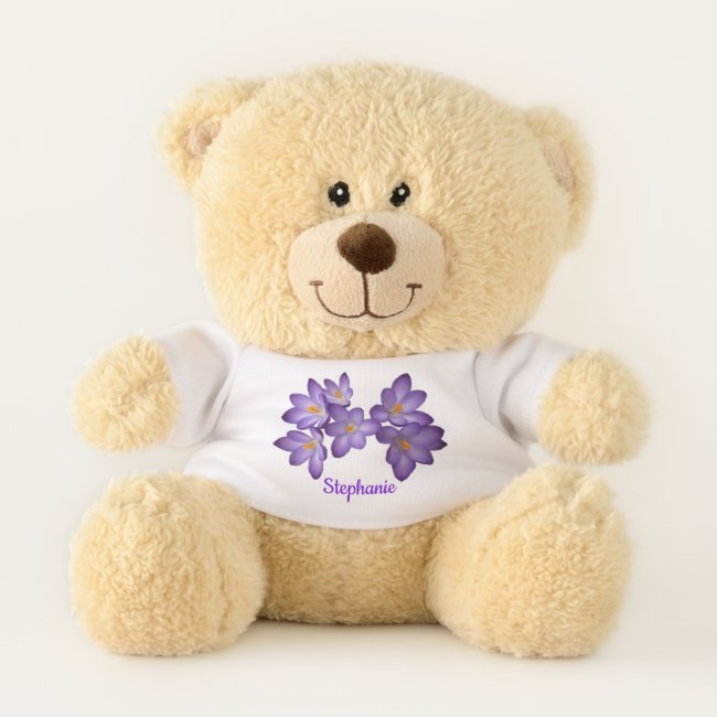 Purple Crocus Flowers Teddy Bear