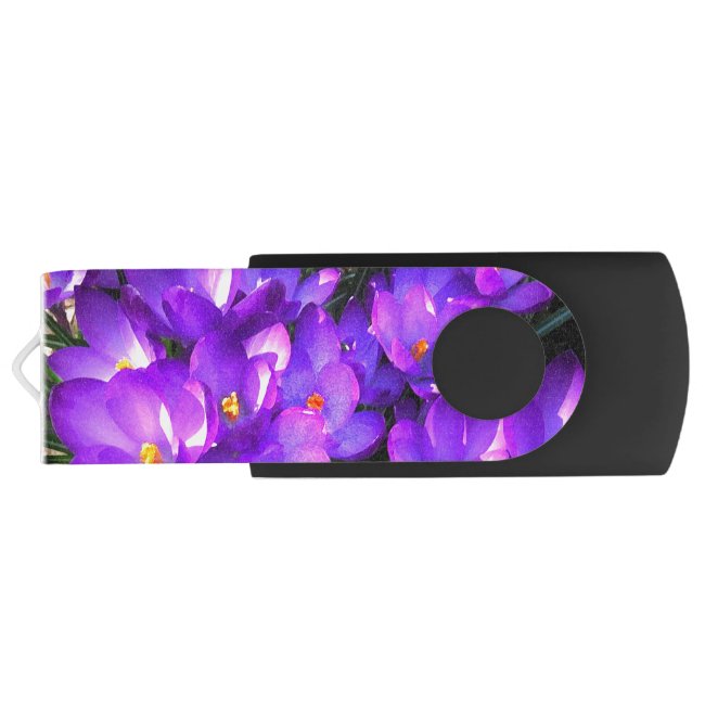 Purple Crocus Flowers USB Flash Drive