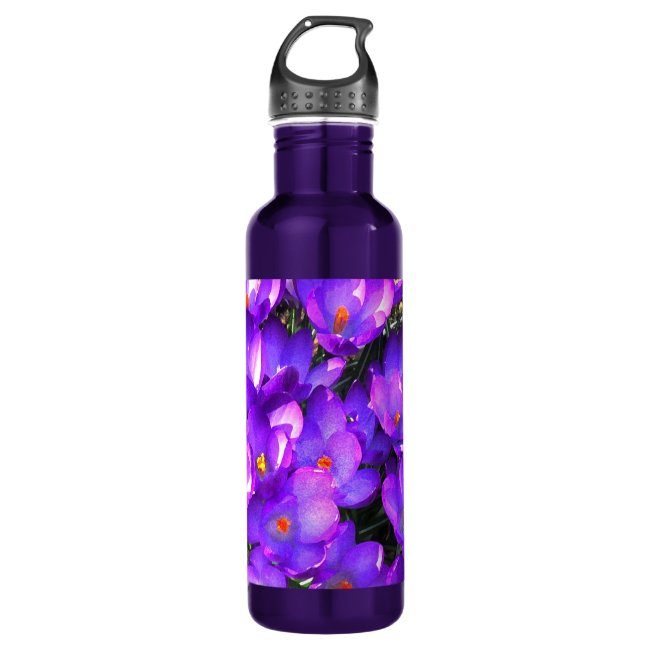 Purple Crocus Flowers Water Bottle