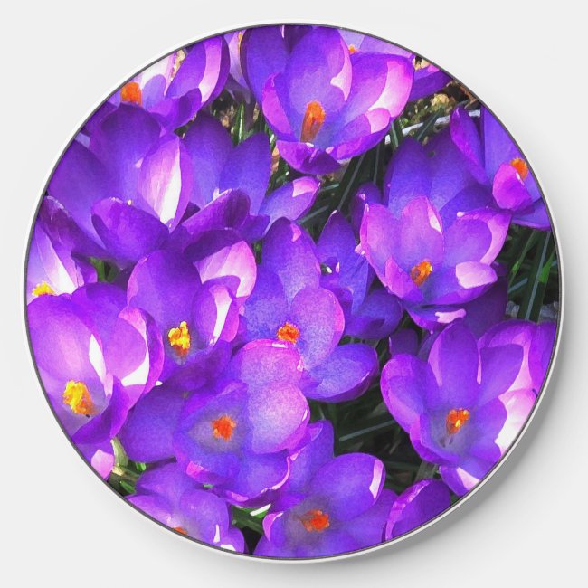 Purple Crocus Flowers Wireless Charger