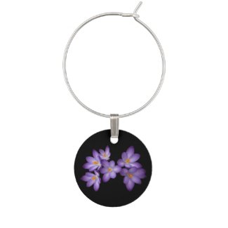 Purple Crocus Garden Flower Floral Wine Charm