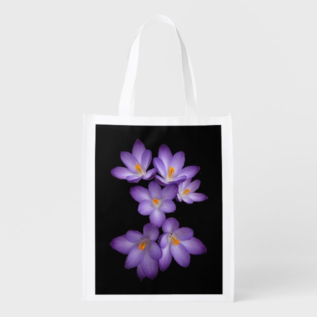 Purple Crocus Grocery Bag (Front)