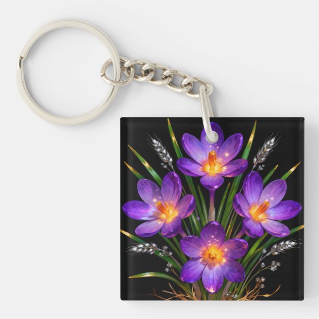 Purple Crocus Keychain (Front)