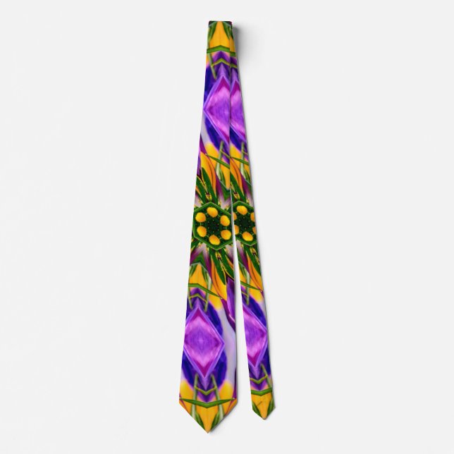 Purple Crocus Pattern Neck Tie (Front)