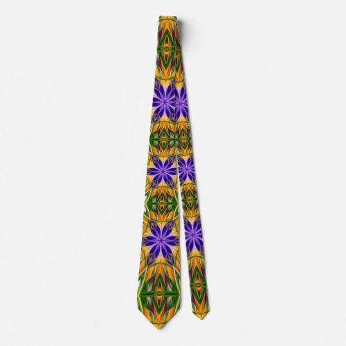 Purple crocus pattern neck tie