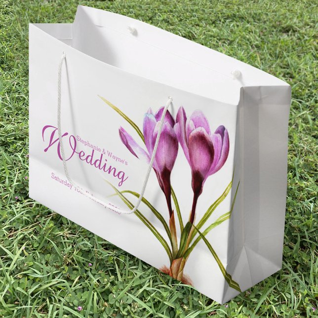 Purple crocus watercolor art wedding gift bag (Creator Uploaded)