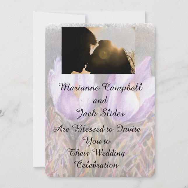 PURPLE CROCUSES CUSTOMIZABLE WEDDING INVITATION (Front)