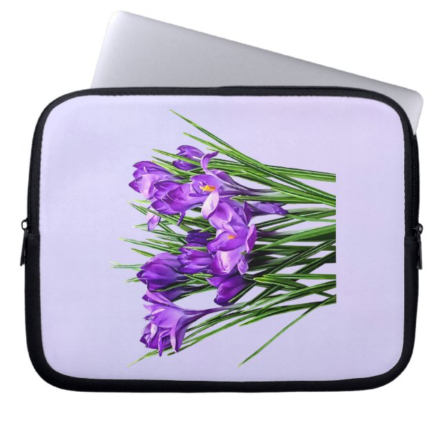 Purple Crocuses Laptop Sleeve (Front)