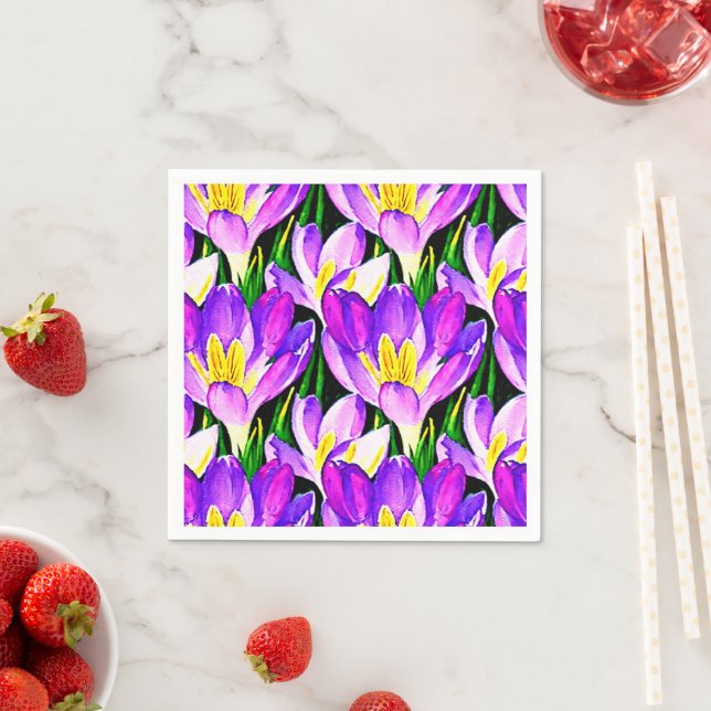Purple crocuses napkins (Insitu)