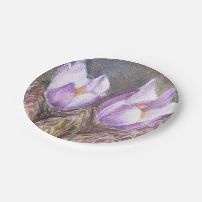 PURPLE CROCUSES PAPER PLATES (Angled)