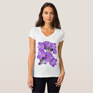 Purple Crocuses Spring Flowers V-neck T-shirt