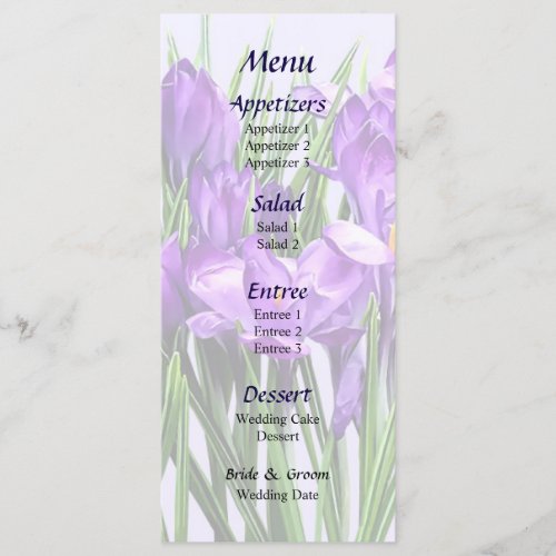 Purple Crocuses Wedding Menu