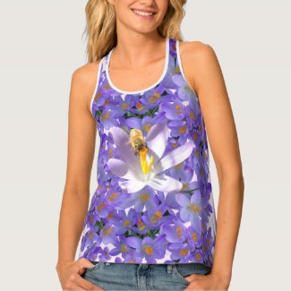 Purple Crocuses with Bee All over Printed Tank Top
