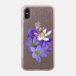 Purple Crocuses with Bee Glitter Speck Phone Case