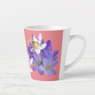 Purple Crocuses with Bee Pink Latte Mug