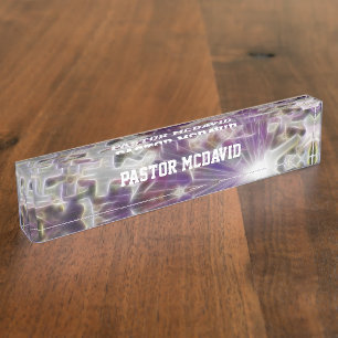 Purple cross and Faith Desk Name Plate