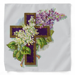 Purple Cross And Flowers Bandana