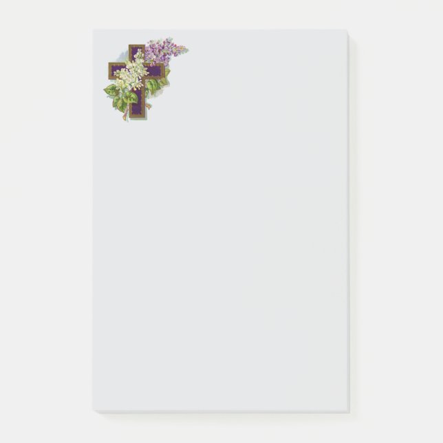 Purple Cross And Flowers Post-it Notes (Front)
