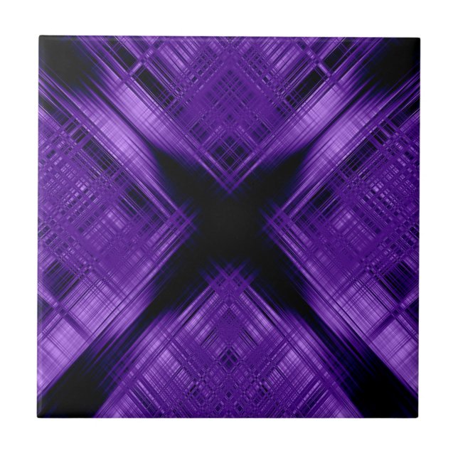 Purple cross and grid ceramic tile (Front)