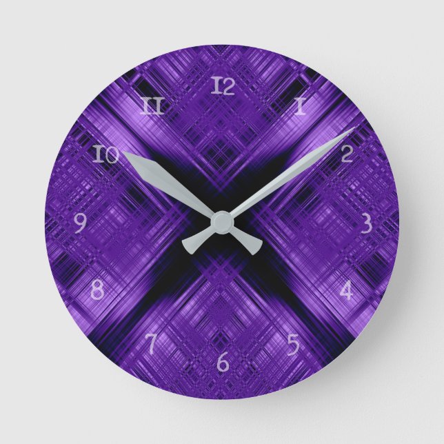 Purple cross and grid round clock (Front)
