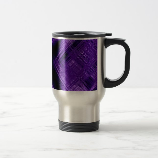 Purple cross and grid travel mug (Right)