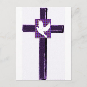 Purple Cross And White Dove Postcard