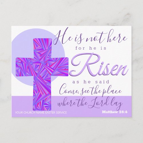 Purple Cross Christian Symbol Easter Invitation Postcard