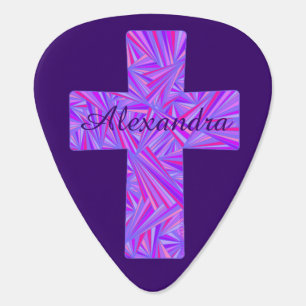 Purple Cross Christian Symbol Musician Custom Guitar Pick
